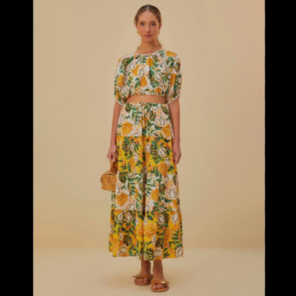 Brand New Farm Rio Mixed Biriba Maxi Skirt
